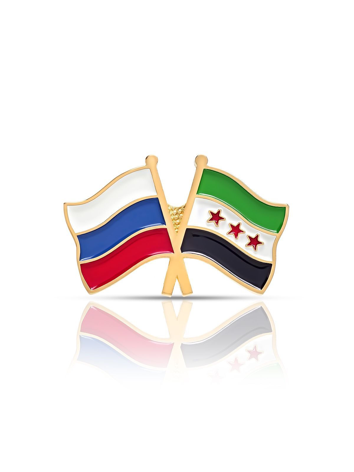 картинка Значок ФЛАГИ РОССИЯ - СИРИЯ магазин МКЗнак являющийся официальным дистрибьютором в России 