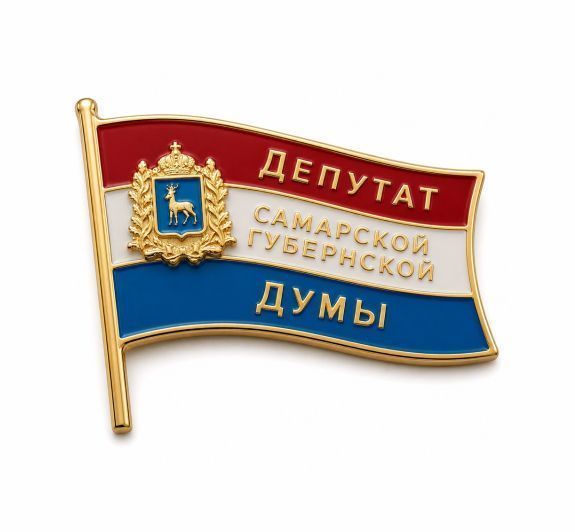 НАГРУДНЫЙ ЗНАК "ДЕПУТАТ САМАРСКОЙ ГОСУДАРСТВЕННОЙ ДУМЫ" заказать в MKZNAK.RU